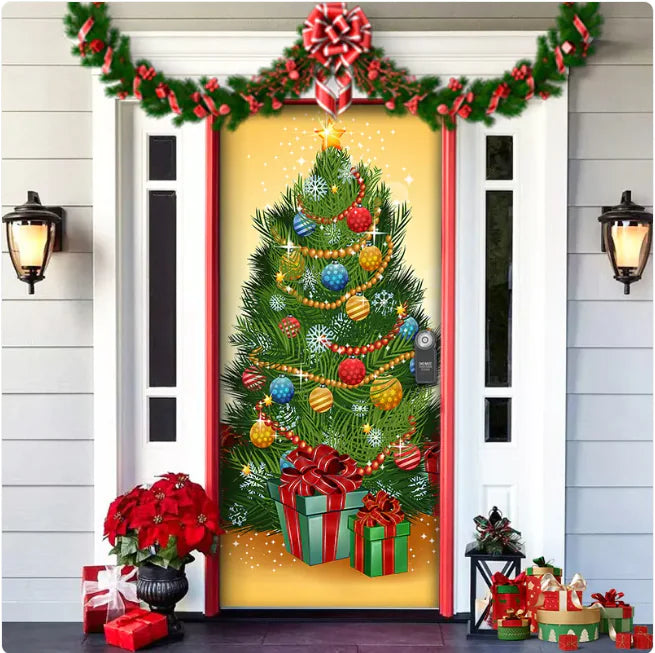 Background Fabric Door Hanging for Christmas Party Decoration