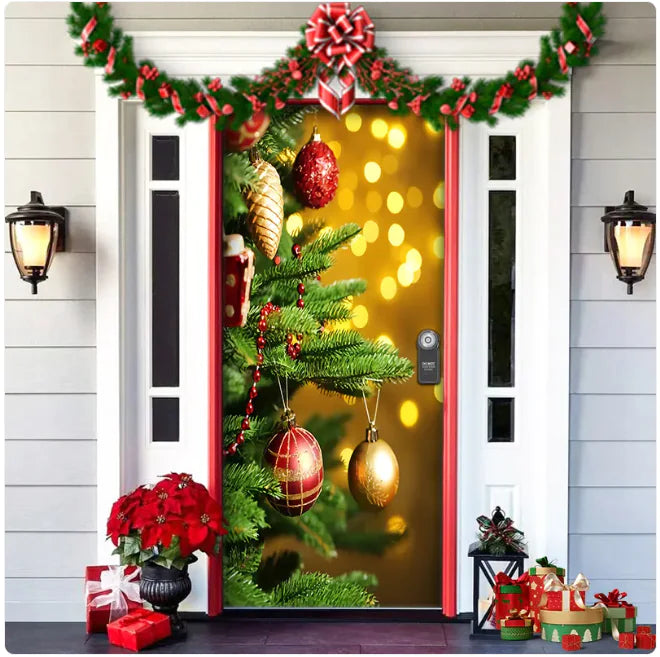 Background Fabric Door Hanging for Christmas Party Decoration