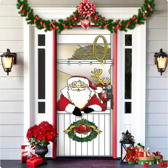 Background Fabric Door Hanging for Christmas Party Decoration