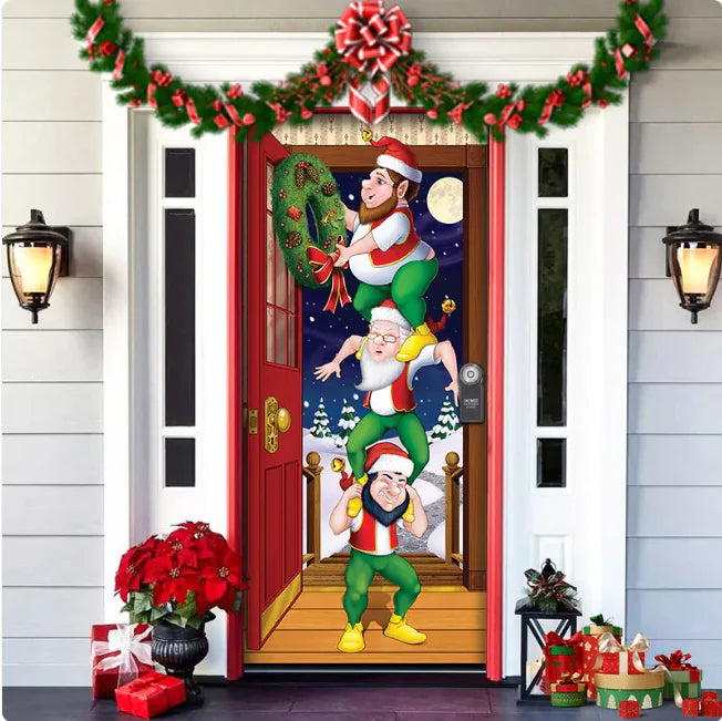 Background Fabric Door Hanging for Christmas Party Decoration