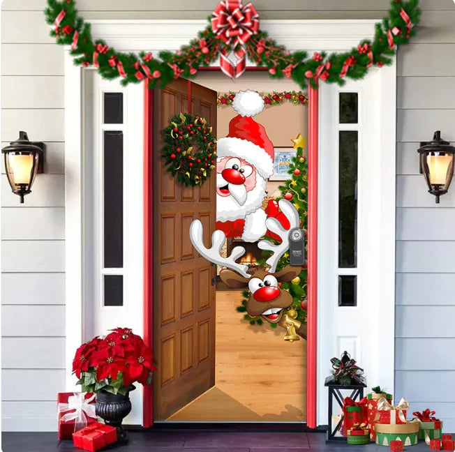 Background Fabric Door Hanging for Christmas Party Decoration