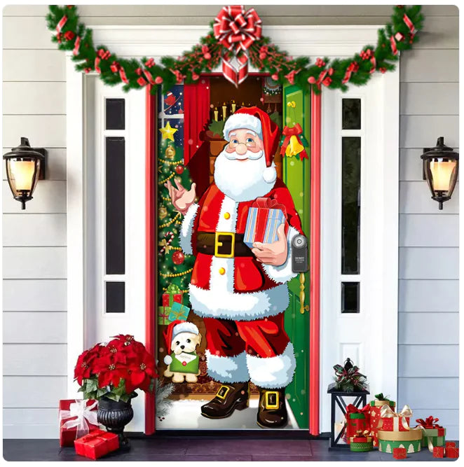 Background Fabric Door Hanging for Christmas Party Decoration