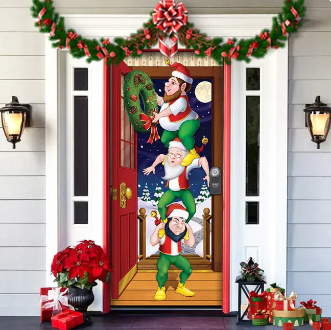 Background Fabric Door Hanging for Christmas Party Decoration