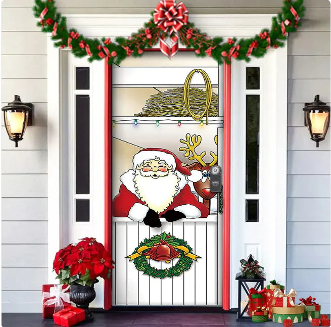 Background Fabric Door Hanging for Christmas Party Decoration