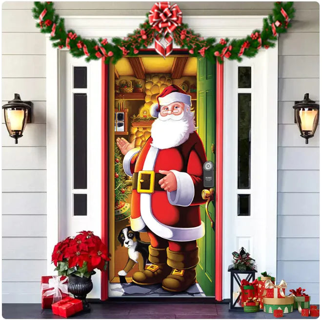 Background Fabric Door Hanging for Christmas Party Decoration