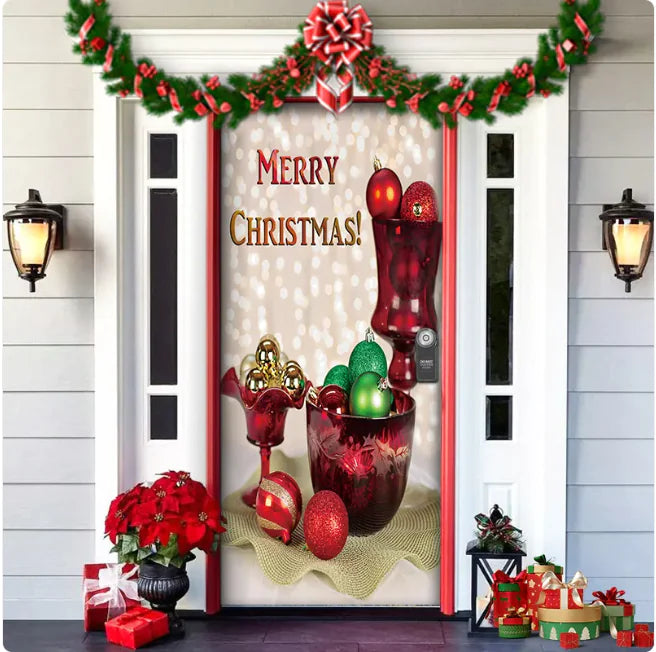 Background Fabric Door Hanging for Christmas Party Decoration