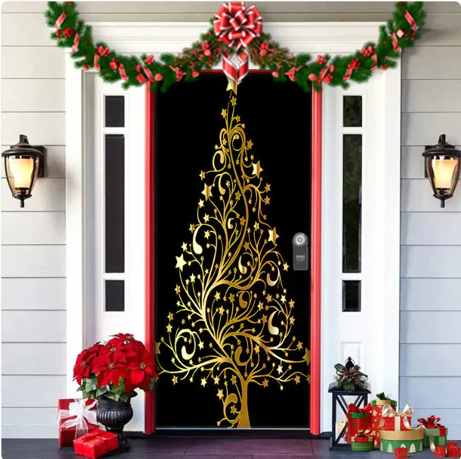 Background Fabric Door Hanging for Christmas Party Decoration