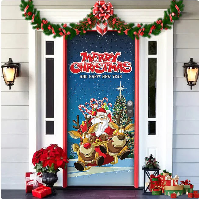 Background Fabric Door Hanging for Christmas Party Decoration