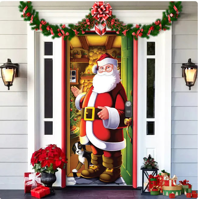 Background Fabric Door Hanging for Christmas Party Decoration