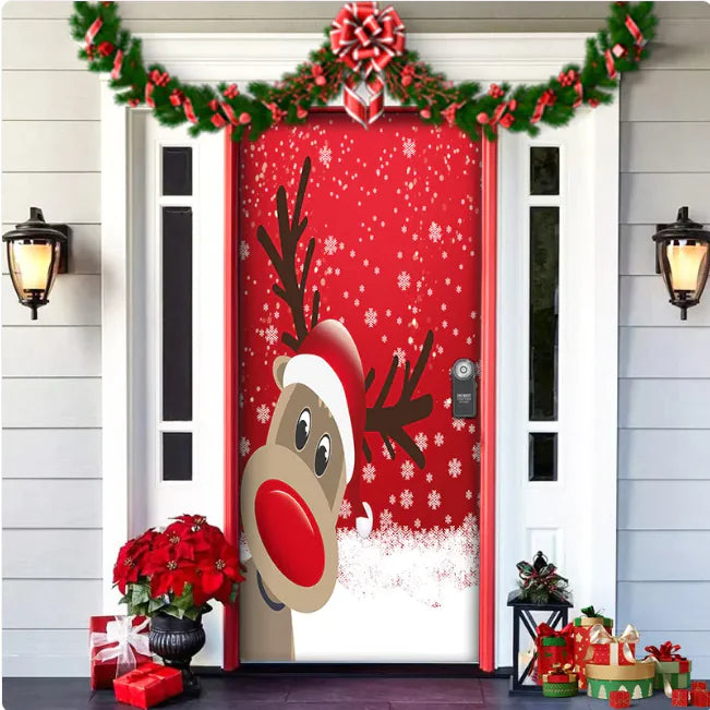 Background Fabric Door Hanging for Christmas Party Decoration