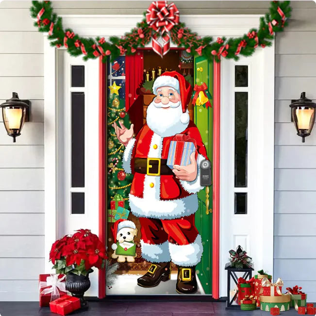 Background Fabric Door Hanging for Christmas Party Decoration